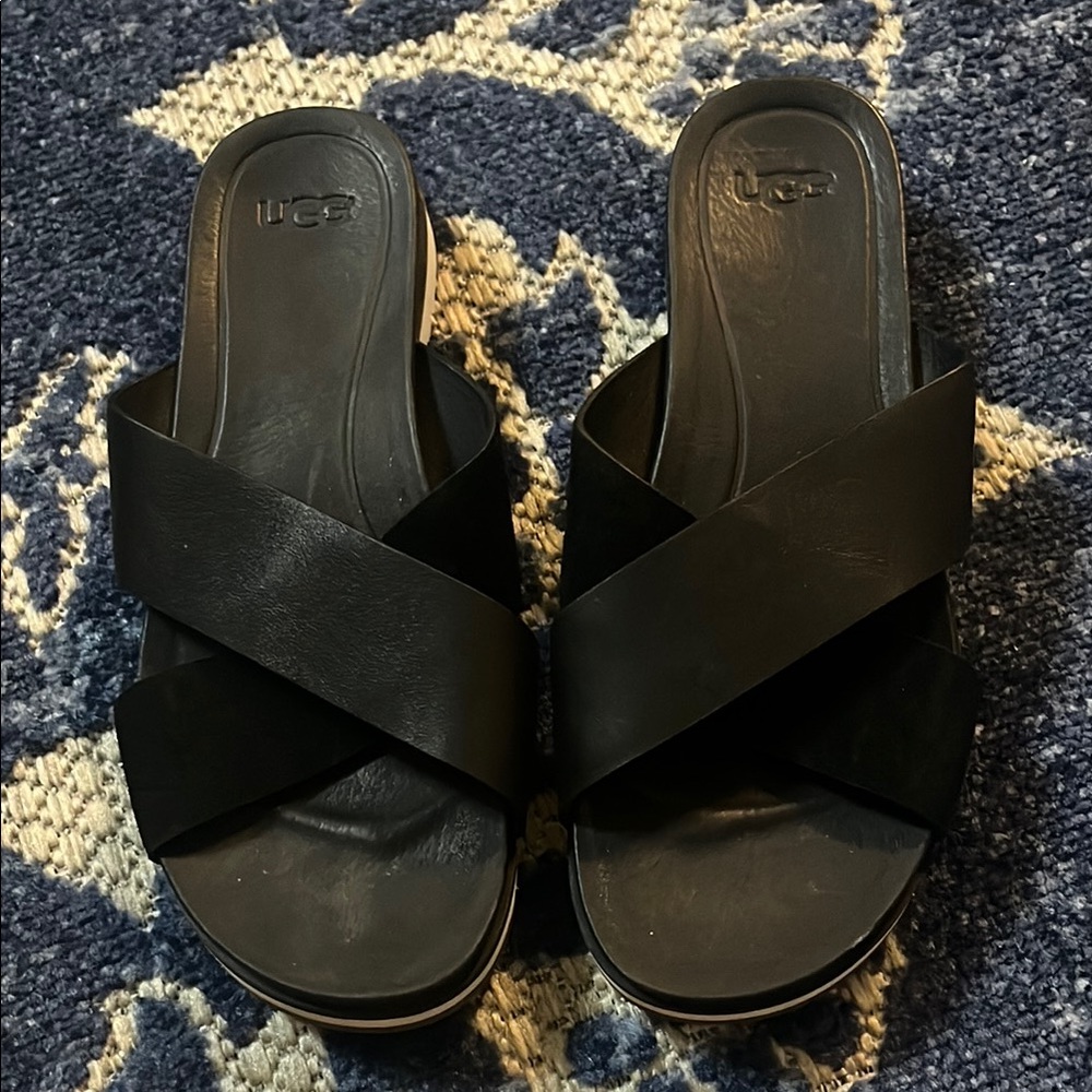 UGG Women's Black Cross-Strap Sandals size 8